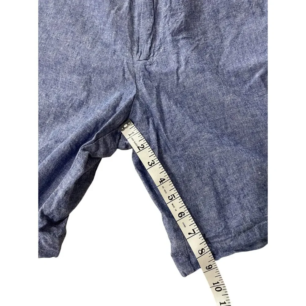Banana Republic Men Size 34 X 9 Linen Cotton Chino Shorts Blue Preppy Coastal
